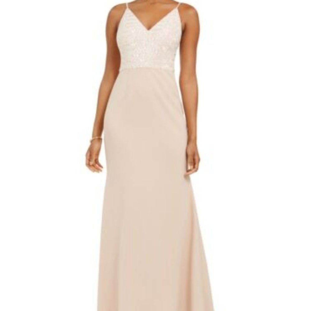 VINCE CAMUTO Women' Pink Sequined Spaghetti Strap Full-Length Dress 4 MSRP $ 248